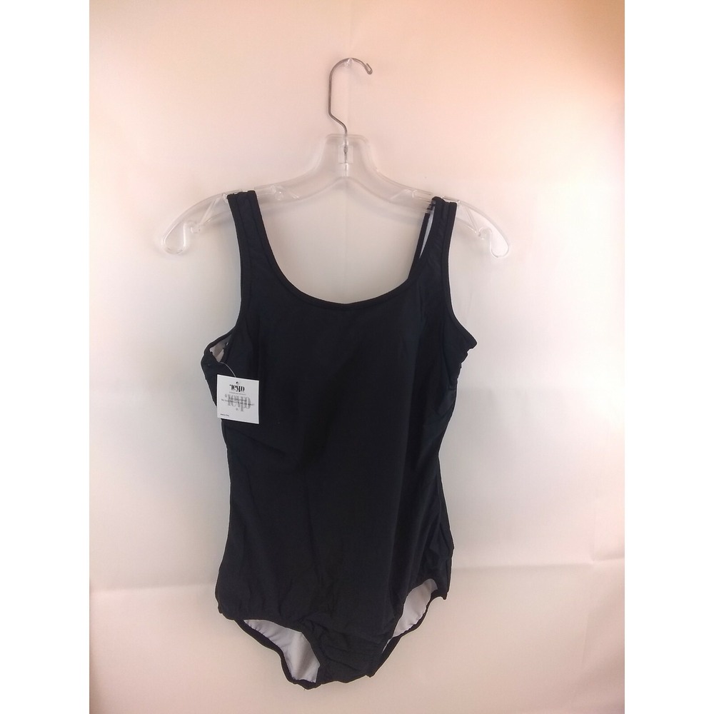 Reypo Womens Black One Piece Tummy Control Soft Cup Ruffle Swimsuit Size 6 NWT